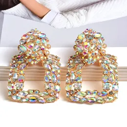 Fascino Arrivo Cristalli colorati Orecchini pendenti in metallo quadrato Accessori di gioielli con strass di moda di alta qualità per le donne all'ingrosso 231212