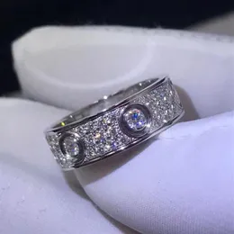 الكامل Diamond S925 Sterling Silver Love Ring Men and Women Rose Gold Rings للعشاق زوجين المجوهرات هدية الولايات المتحدة 5-11220J