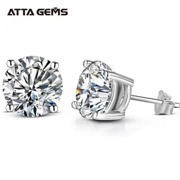 ATTAGEMS 2 carati 8 0mm D orecchini a bottone di colore per le donne di alta qualità 100% argento sterling 925 scintillanti gioielli da sposa 220210296U