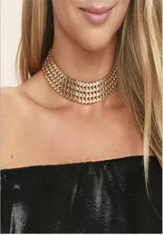 Whole Fashion wide women choker necklace goldsilver color zinc alloy female chain necklaces neck jewelry collier femme3015598