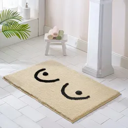 Tapetes de banho Fluffy Banheiro Tapete Engraçado Letras Bathmat Bath Tapete Entrada Porta Tapete Anti Slip Pad Estético Kawaii Home Room Decor 231212