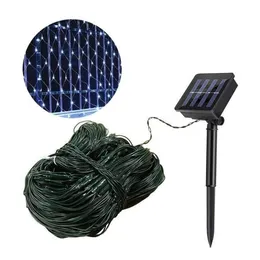 Strings 1 1 1 1m LED Net Mesh Fairy String Solar Light Christmas Wedding Party Waterproof Outdoor Garden Decor2285