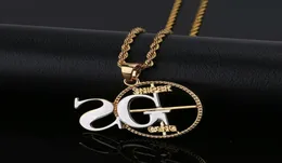 hip hop 2G Sniper Gang diamantes pingente colares para homens luxo número carta pingentes 18k banhado a ouro cobre zircões corrente cubana5219376