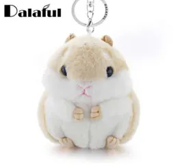 Dalaful Mini Hamster Keyrings Keychains Faux Rabbit Fur Pompom y TrinketsカーハンドバッグペンダントキーチェーンリングホルダーK3561891124