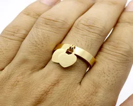 Gioielli firmati 316L titanio placcato oro anelli a forma di cuore doppi cuori femminili per donna uomo oro come regalo9684979