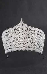 Kristallen CZ Zirconia Bruiloft Bruids Grote Koninklijke Tiara Diadeem Kroon Vrouwen Prom Haar Sieraden Accessoires CH100345580760