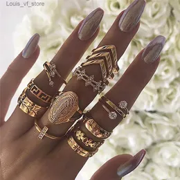 Band Rings BLS- 2019 New Crystal Geometric Flower Virgin Mary Leaves Rings Rings Vintage Wedding Jewelry Wholesale T231213