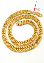 Thai Baht Solid Gold GF Halsband Tunga 88 gram smycken 4mm Tjock Tall XP Cuban Curb Chain 24 K Stamp Link2117177