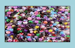 Tongue Rings Body Jewelry Ring Bar 100PcsLot Mix Color Uv Acrylic Piercing Barbell Drop Delivery 2021 6Gxrp1219244