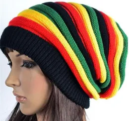 Jamaica Reggae Gorro Rasta Style Cappello Hip Pop Men039S Winter Hats Female Red Yellow Green Black Fall Fashion Women039S K5771034