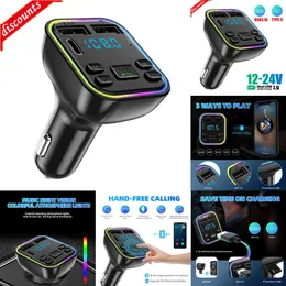 Yeni Diğer Otomatik Elektronik Araba Bluetooth 5.0 FM Verici PD Tip-C Çift USB 3.1a Hızlı Şarj Cihazı Renkli Ortam Işık Free Mp3 Modülatör Player