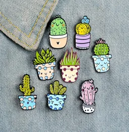 Cute Cartoon Student Cactus Brooches Alloy Oil Drop Enamel Pin Unisex Potting Badge Brooch Fashion Accessories Wholesale3555921