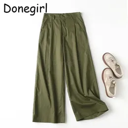 Pantaloni da donna Capris Donegirl Donna Primavera Estate Pieghe solide Pantaloni larghi a gamba larga Vita alta Pantaloni versatili femminili alla moda chic 231212