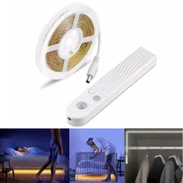 5V USB Hareket Sensörü LED Strip Işık Su Geçirmez Esnek LED Diyot 1m 2m 3m Şerit Dolap Merdivenleri Mutfak Kabini2094