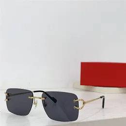 Ny modedesign Square Solglasögon 0330s Rimless K Gold Frame Simple and Popular Style Versatile Outdoor UV400 Protection Eyewear