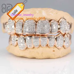 Joia com ajuste de diamante banhado a ouro dentes de moissanite invisíveis com corte de princesa Sier VVS personalizado hip hop gelado grillz