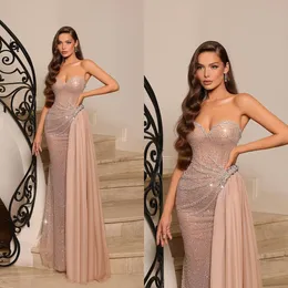 Sparkly Sweetheart Prom Dresses Sexy Strapless Glitter Mermaid Evening Dress Sequined Beading Formal Side Train Gowns