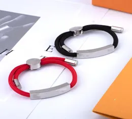 2018 moda pulseira de corda para homens mulheres personalizado pulseira vermelho marrom preto aço inoxidável casal natureza jóias com caixa ar36a5996401