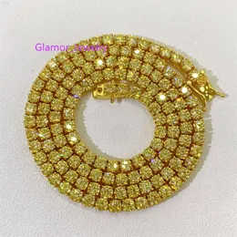 Diamondsbrand Fashion Woman s Sier 3mm4mm Gold Moissanite Tennis Chain Necklace Pendant Womens