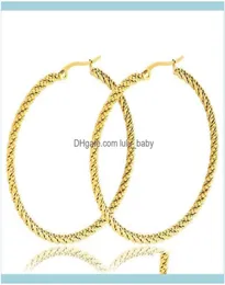 Jewelrymxgxfam Titan Stahl Seil Kreis Creolen Schmuck für Frauen Mode 3 Größenauswahl 4 Goldfarbe Hie Drop Delivery 1171761