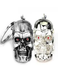 10 teile/los Mode Schlüsselanhänger Schmuck Silber Anhänger Film Terminator Skeleton Maske Schlüsselbund Schädel Schlüssel Ring für Männer Auto Schlüssel Kette 9429478