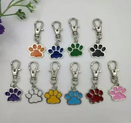 Blandad färg emalj katt hundbjörn tass tryck roterande hummerlås nyckelkedjan nyckelringar för nyckelring påse smycken tillverkning7828486