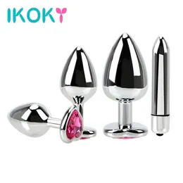 Vibradores IKOKY Aço Inoxidável Plugue Anal Vibrador para Masturbação Feminina Massageador de Próstata Masculino 231213