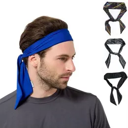 Women Men Striped Solid Tie Back Sport Headband Non-Slip Stretch Sweatbands Moisture Wicking Workout Yoga Running Headbands339l