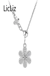 LicLiz Fashion 925 Sterling Silver Pendant Necklaces for Women Cute Flower CZ Zircon Necklace Mujer Moda Joyas de Plata LN0369 Y186435756