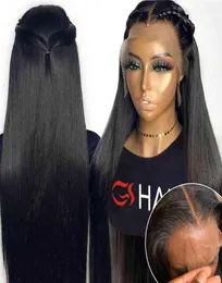 GSグルーエル40インチフロントウィッグHD透明なナチュラルブラジルの人間の髪HD 13x6黒人女性のための正面ウィッグ7895611