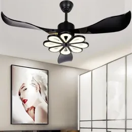 LED LED Modern Ceiling Light Fan Fan Black Ceiling Fans with Lights Home Room Room Fan Lamp DC DC Siding Fan Control Myy249T