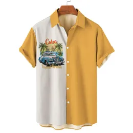 Skjorta casual skjortor sommar vintage topp 3d tryckt bil lösa hawaiian herrar skjorta strand aloha modekläder ropahombre 962