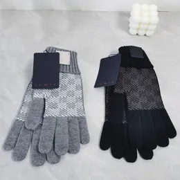 Hochwertige Herren- und Damen-Fünf-Finger-Handschuhe, Modedesigner, Marke, Briefdruck, verdicken, warm halten, Handschuh, Winter, Outdoor-Sport, reine Baumwolle, 2 Farben