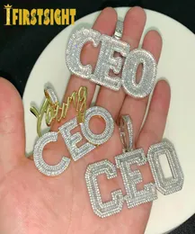 Catene ghiacciate Cubic Zirconia Big Sliver Colore CZ Stone CEO Collana 5mm Catena da tennis Lettera Collane con pendente Hip Hop Uomo Jewelr4757646