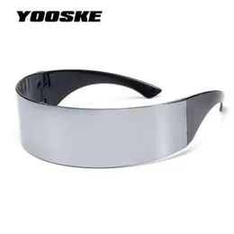 Yooske zabawne futurystyczne opakowanie wokół Monob Costume Okulary przeciwsłoneczne maska ​​nowość okulary halloween impreza Dekoracja 335x