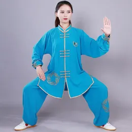 Ethnic Clothing Martial Art Uniform Kung Fu Suits Long Sleeve Tai Chi Chinese Traditional Taiji Outdoor Walking Morning Sprots V3060 231212