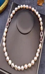 Guaiguai Jewelry Pink Baroque Pearl Necklace CZ Connector for Women Real Gems Stone Fashion Jewellery6123664