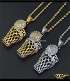 Pendants Hip Hop No23 Pendant Necklaces For Men Diamonds Basketball Hoop Luxury Necklace Stainless Steel Cuban Chains Sport Jew4783327