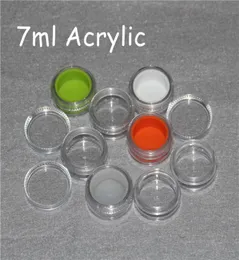Anpassad tryckning av plastbehållare med silikonfoder 3 ml 5 ml 6 ml 7 ml 10 ml akrylburk för vax dab bhoacrylic clear vaxbehållare7850671