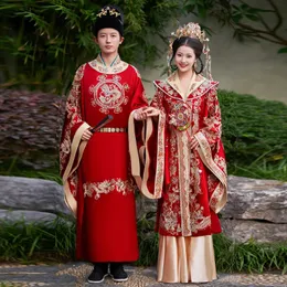 Ethnic Clothing Song Ming Dynasty Hanfu Wedding Dress Original Xiuhe Embroidery Phoenix Gown Dragon Robe Ancient China Couple 231212