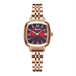 Retro Series Heartbeat Stainless Steel watch Band Quartz Womens Watches Square Dial Ladies Watch Brilliant Light Diamond Wristwatc275Q