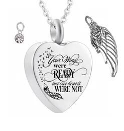 Stainless Steel Angel Wings Cremation Jewelry Ash Necklaces Keepsake Memorial Name customization Urn Pendant Necklace for Ashes5986892