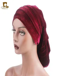Nowe kobiety Velvet Rasta Headdress Hap Hat African Turban Beafle Fair Faria Chemo Głowa czapka Trochy Worbgy Cap55921432050002