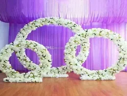 Customized new round iron arch wedding props road lead stage background decor iron arch stand frame with silk artificial flowers A5074165