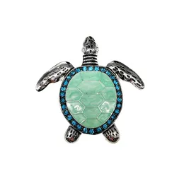 10pcslot Green Rhinestones Tortoise Pendant Charm för halsband Söt emalj Animal Ocean Sea Turtle Charms för DIY smycken tillverkning2408389