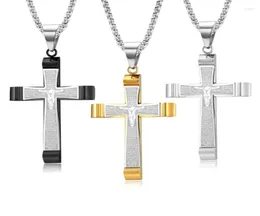 Colares Pingente 316L Aço Inoxidável Inri Jesus Colar Para Masculino Bíblia Verso Collar Hombre Wholesale1211636