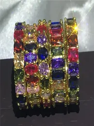 vecalon 5 stili eternità anello pieno multicolore 5A cz oro riempito argento 925 fedi nuziali per le donne uomini gioielli3764991