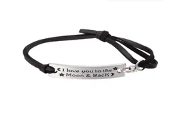 GX081 Personalisierte Design-Buchstaben von „I Love You To The Moon And Back“-Charm-Lederarmband, inspirierendes Schmuckgeschenk4865293