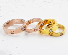 4mm 5mm CT001 Titanium Steel Silver Love Ring Men and Women Rose Gold Rings for Lovers Par Ring for Gift8745559