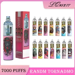 Authentic Original RandM Tornado 7000 Spray Rechargeable Disposable E-Cigarette Vapes Web Coil Pen Pod RGB Light 56 Flavor 14ml puffs